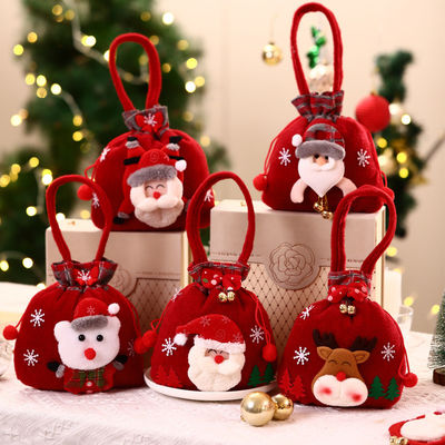 Sac de poupée en 3D avec poignée de Père Noël OEM/ODM Acceptable Sac de bonbons de Noël