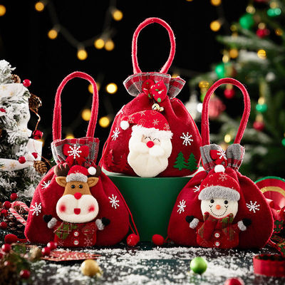 Sac de poupée en 3D avec poignée de Père Noël OEM/ODM Acceptable Sac de bonbons de Noël