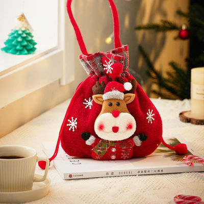 Sac de poupée en 3D avec poignée de Père Noël OEM/ODM Acceptable Sac de bonbons de Noël