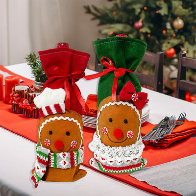 Bouteille de vin de Noël Couvre sac Homme de neige Père Noël Bouteille de champagne Couvre manche Joyeuse année de Noël Décorations de table