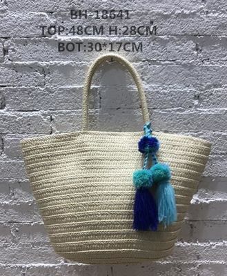 Deux sangles sac de plage tissé de paille pour la grande capacité vacances loisirs