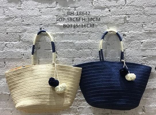 Deux sangles sac de plage tissé de paille pour la grande capacité vacances loisirs