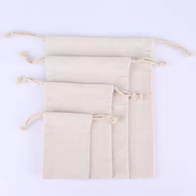 Coton biologique mousseline double magasinage toile de tirage de la corde sac poussière sac pour le sac à main chaussure Logo personnalisé