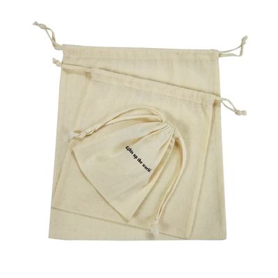 Coton biologique mousseline double magasinage toile de tirage de la corde sac poussière sac pour le sac à main chaussure Logo personnalisé
