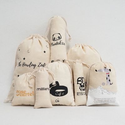 Coton biologique mousseline double magasinage toile de tirage de la corde sac poussière sac pour le sac à main chaussure Logo personnalisé