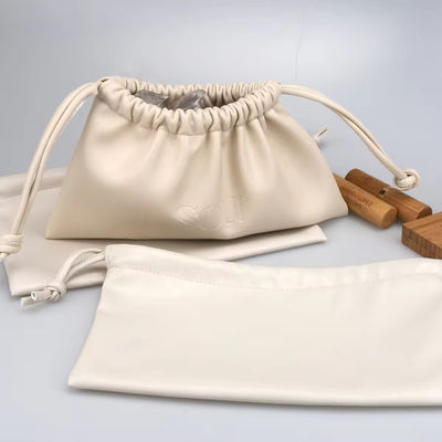 Couleur personnalisée Luxe Lady PU poche cosmétique en cuir à corde avec logo personnalisé