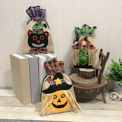 Sac de bonbons Halloween de couleur personnalisée avec corde à tirer Sac cadeau créatif non tissé