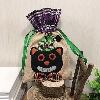 Sac de bonbons Halloween de couleur personnalisée avec corde à tirer Sac cadeau créatif non tissé