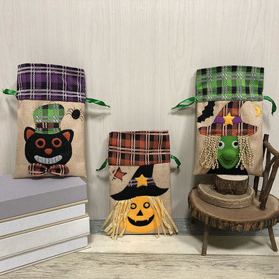 Sac de bonbons Halloween de couleur personnalisée avec corde à tirer Sac cadeau créatif non tissé