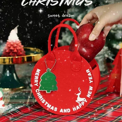 Sac de Noël en feutre à la mode Sac de magasinage du Père Noël rouge avec conception de sac-cadeau rond