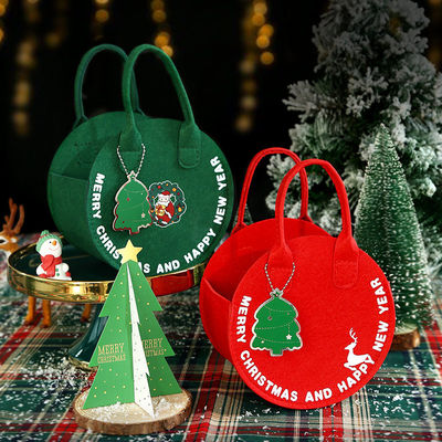 Sac de Noël en feutre à la mode Sac de magasinage du Père Noël rouge avec conception de sac-cadeau rond