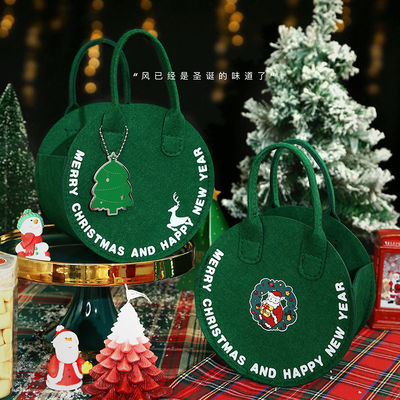 Sac de Noël en feutre à la mode Sac de magasinage du Père Noël rouge avec conception de sac-cadeau rond