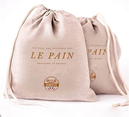 Sacs en coton doux en toile de bijoux Logo personnalisé Imprimé en corde de dessin Emballage cosmétique