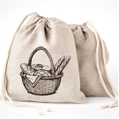 Sacs en coton doux en toile de bijoux Logo personnalisé Imprimé en corde de dessin Emballage cosmétique