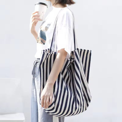 Sac de toile de coton de couleur personnalisé pour les achats OEM/ODM Acceptable Sac de sac à main rayé