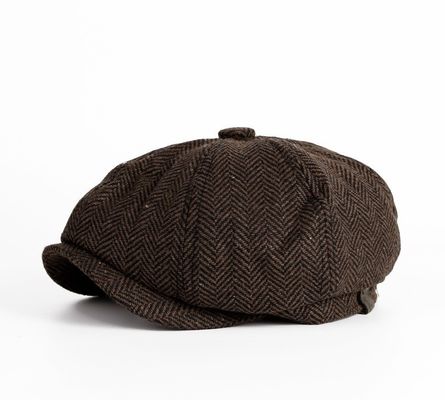 Chapeau de printemps et d'automne pour hommes Beret en laine teinte simple avec un design octogonal rétro anglais