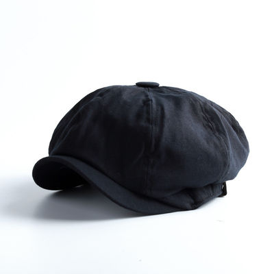 Chapeau de printemps et d'automne pour hommes Beret en laine teinte simple avec un design octogonal rétro anglais