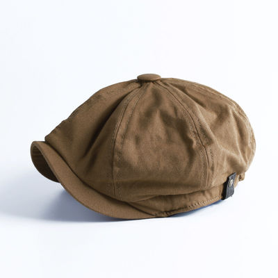 Chapeau de printemps et d'automne pour hommes Beret en laine teinte simple avec un design octogonal rétro anglais