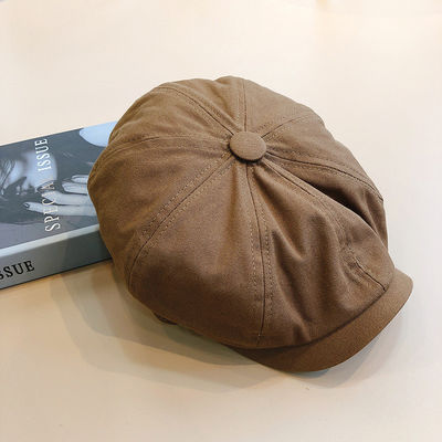 Chapeau de printemps et d'automne pour hommes Beret en laine teinte simple avec un design octogonal rétro anglais