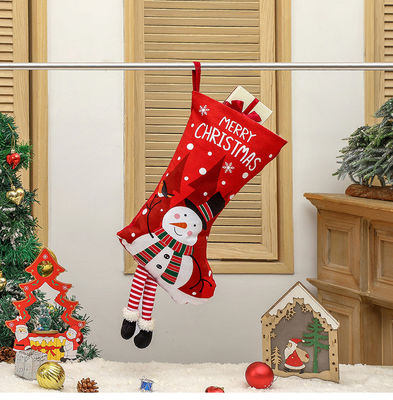 Type de fermeture ouverte Décoration de chaussette de Noël sac cadeau homme de neige pour pendentif cheminée