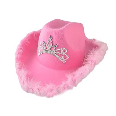 Chapeau de cow-boy occidental rose avec couronne rose clair et logo personnalisable