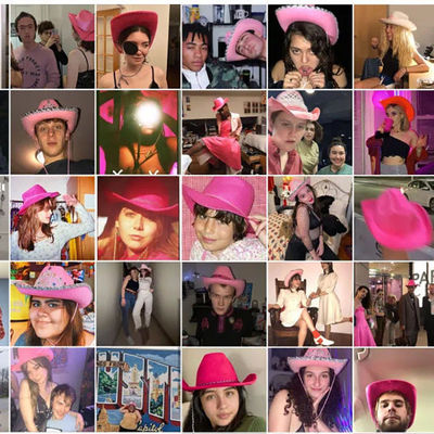 Chapeau de cow-boy occidental rose avec couronne rose clair et logo personnalisable