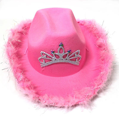 Chapeau de cow-boy occidental rose avec couronne rose clair et logo personnalisable