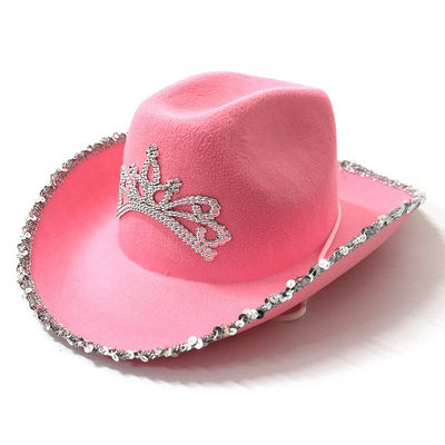 Chapeau de cow-boy occidental rose avec couronne rose clair et logo personnalisable