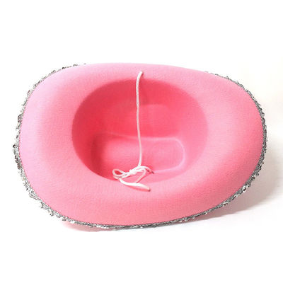 Chapeau de cow-boy occidental rose avec couronne rose clair et logo personnalisable