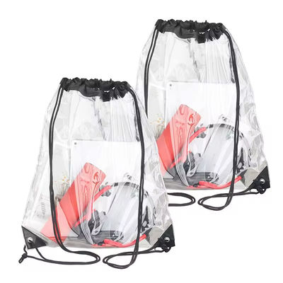 Commercialisation Sac à dos en PVC transparent étanche à l'eau Sac à dos à corde avec conception imprimée sur mesure