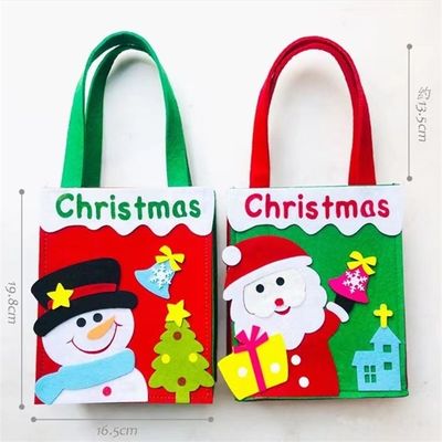 Sac de Noël de couleur personnalisé avec le Père Noël en feutre fait main Homme de neige Design renne