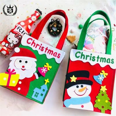 Sac de Noël de couleur personnalisé avec le Père Noël en feutre fait main Homme de neige Design renne