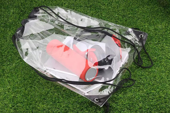 Commercialisation Sac à dos en PVC transparent étanche à l'eau Sac à dos à corde avec conception imprimée sur mesure