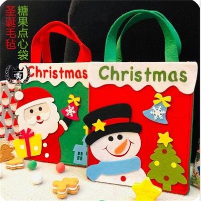 Sac de Noël de couleur personnalisé avec le Père Noël en feutre fait main Homme de neige Design renne