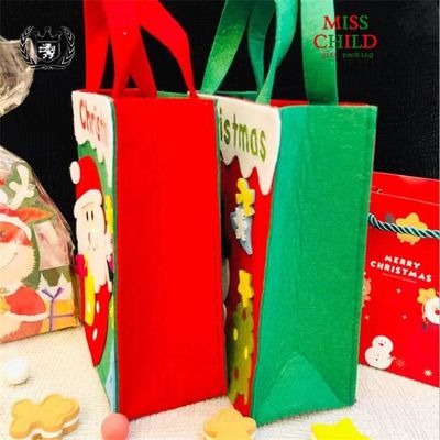 Sac de Noël de couleur personnalisé avec le Père Noël en feutre fait main Homme de neige Design renne