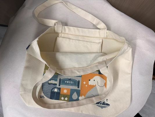 Le dernier style à la mode Logo imprimé sur mesure conception sac de coton avec fermeture à glissière et toile