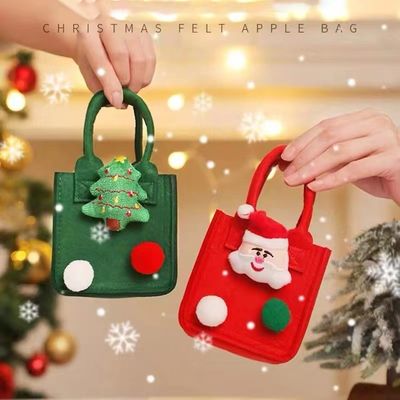 Sac en feutre de couleur rouge Logo personnalisé Sac cadeau de Noël accepté pour le style Ins