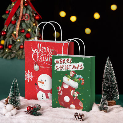Logo personnalisé accepté FSC sac en papier kraft certifié pour les achats de Noël durables