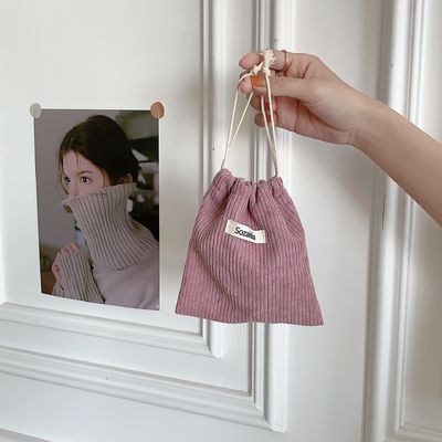 Étiquette tissée de couleur personnalisée Stockage Sac d'emballage en tissu à corde à tirer pour toutes les saisons