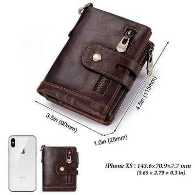 Mini portefeuilles en cuir authentique en cuir de vache avec blocage RFID et personnalisation pour hommes de luxe