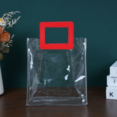 Sac de plage pour femmes de voyage et de sortie Sac de magasinage en PVC transparent avec poignée en cuir