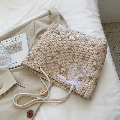 Sac à dos tissé en herbe de plage avec un beau arc en couleur personnalisée