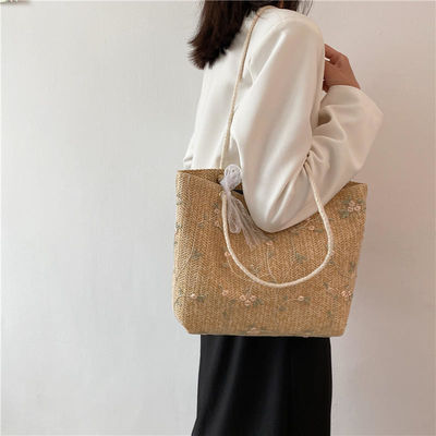 Sac à dos tissé en herbe de plage avec un beau arc en couleur personnalisée