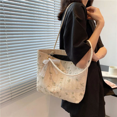 Sac à dos tissé en herbe de plage avec un beau arc en couleur personnalisée