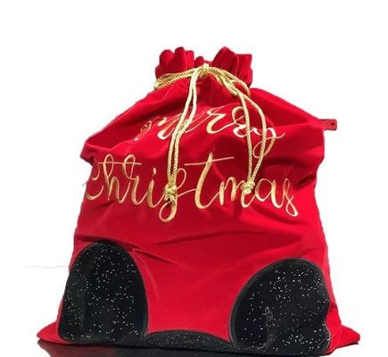 Sac de Noël géant personnalisé à la corde de velours rouge sac de Noël avec logo personnalisé