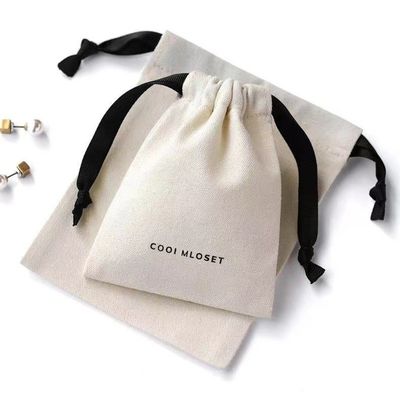 Sacs à bougies en tissu de coton à fond rond écologique pour emballage de bijoux