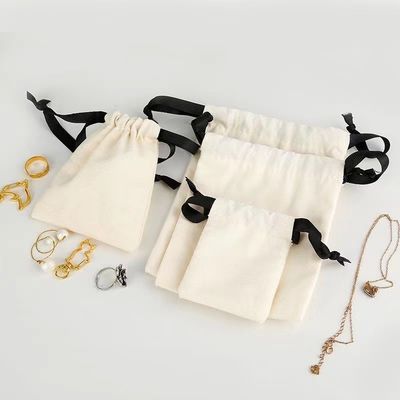 Sacs à bougies en tissu de coton à fond rond écologique pour emballage de bijoux