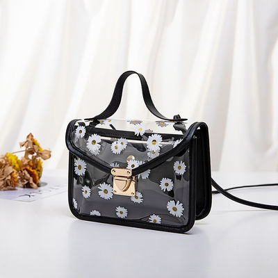 Sac à main composite pour femmes avec motif d'autruche et matériau PVC transparent