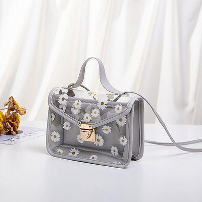 Sac à main composite pour femmes avec motif d'autruche et matériau PVC transparent