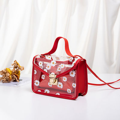 Sac à main composite pour femmes avec motif d'autruche et matériau PVC transparent